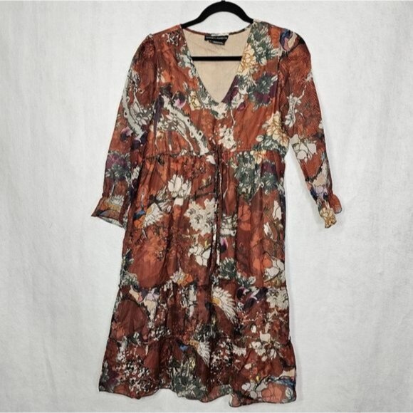 Hemant & Nandita For Anthropologie Zeri Floral Tiered Peasant Dress 0 - Picture 13 of 13